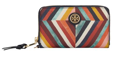Tory Burch Striped Zippy Wallet, front view